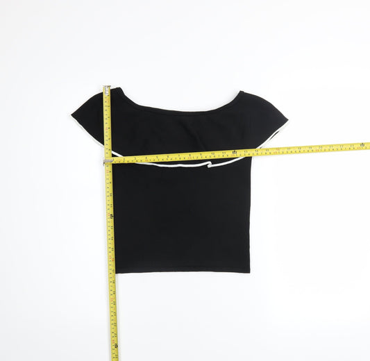 Girls UK Size 11-12 Years River Island Black Cropped T-Shirt