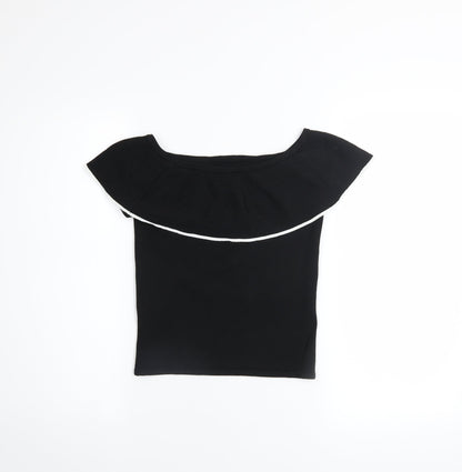 Girls UK Size 11-12 Years River Island Black Cropped T-Shirt