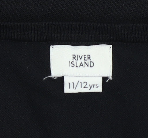 Girls UK Size 11-12 Years River Island Black Cropped T-Shirt