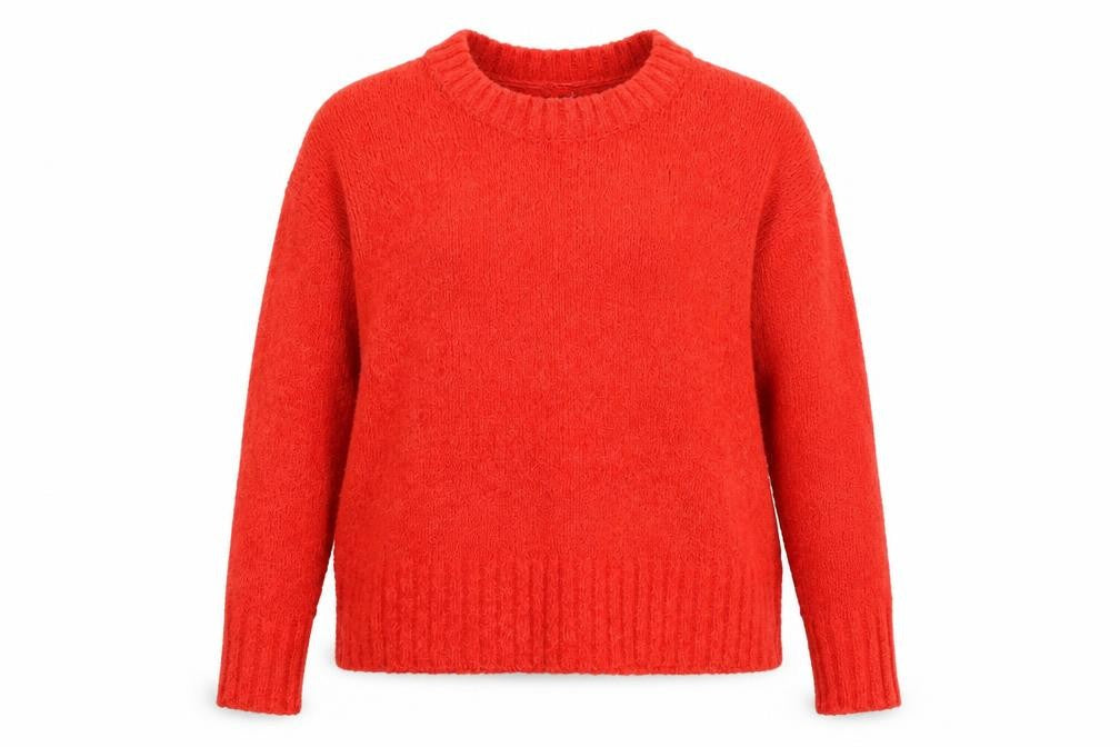 Front view of Long Tall Sally Women's Red Chunky Knit Crew Neck jumper XL