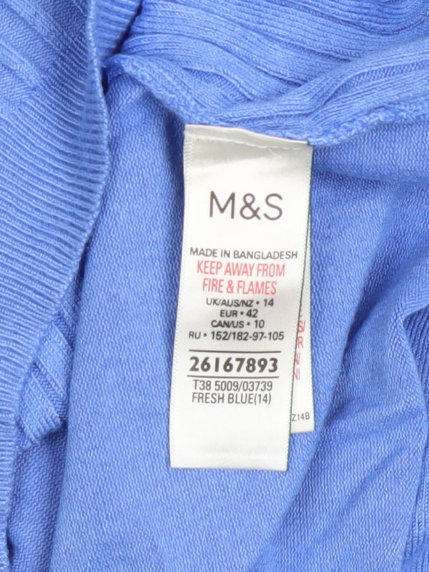 Womens UK Size 14 Marks and Spencer Blue Tunic Blouse