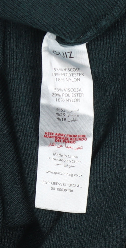 Womens UK Size M Quiz Green Pullover Jumper
