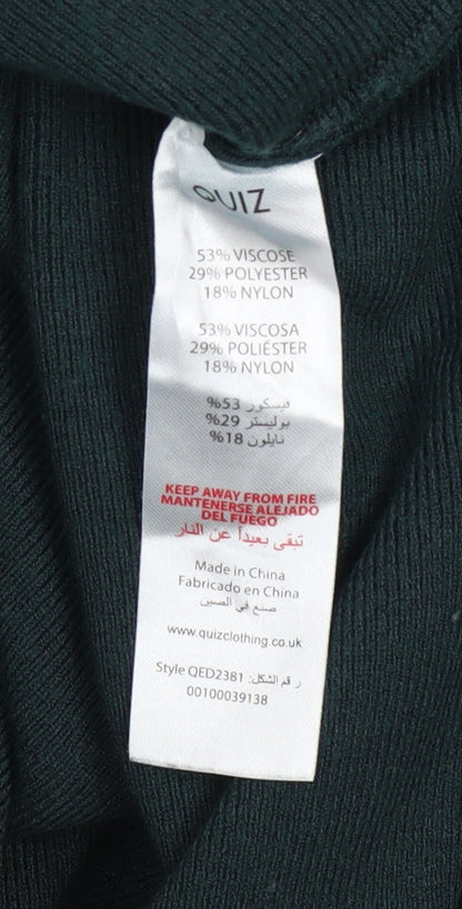 Womens UK Size M Quiz Green Pullover Jumper