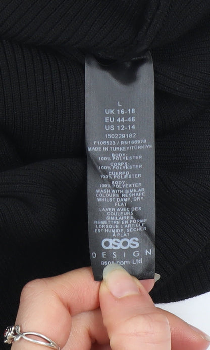 Womens UK Size L ASOS Black Basic T-Shirt