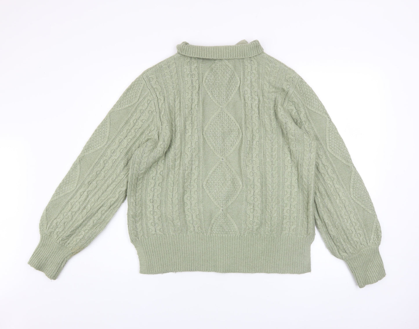 Womens UK Size 12 Fat Face Green 1/4 Zip Jumper