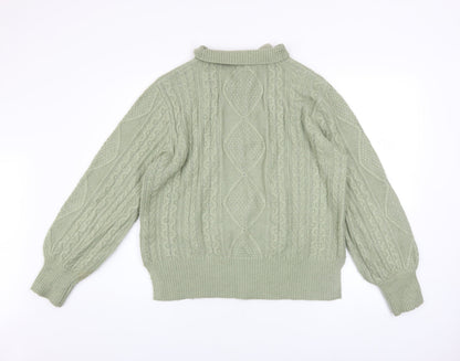 Womens UK Size 12 Fat Face Green 1/4 Zip Jumper