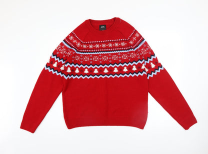Mens UK Size M Burton Menswear London Red Pullover Jumper