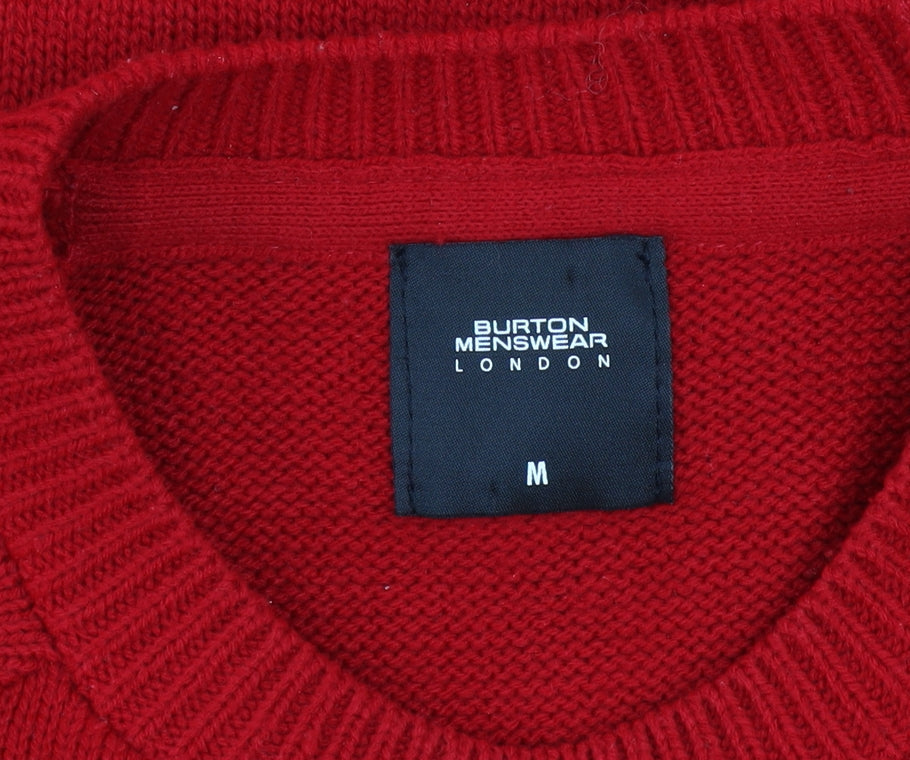 Mens UK Size M Burton Menswear London Red Pullover Jumper