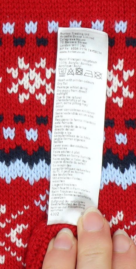 Mens UK Size M Burton Menswear London Red Pullover Jumper