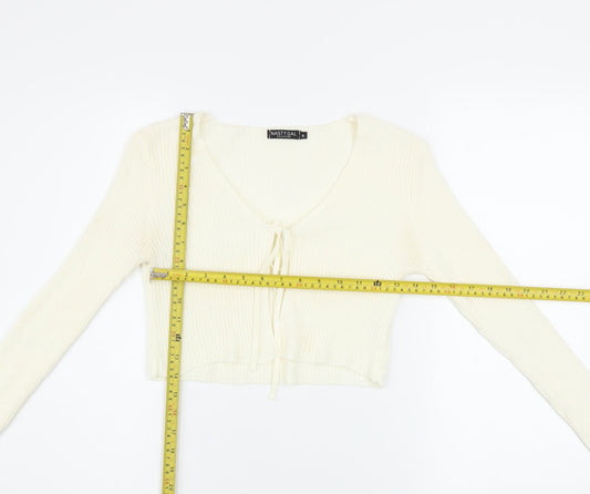 Womens UK Size S Nasty Gal Ivory Cropped Blouse