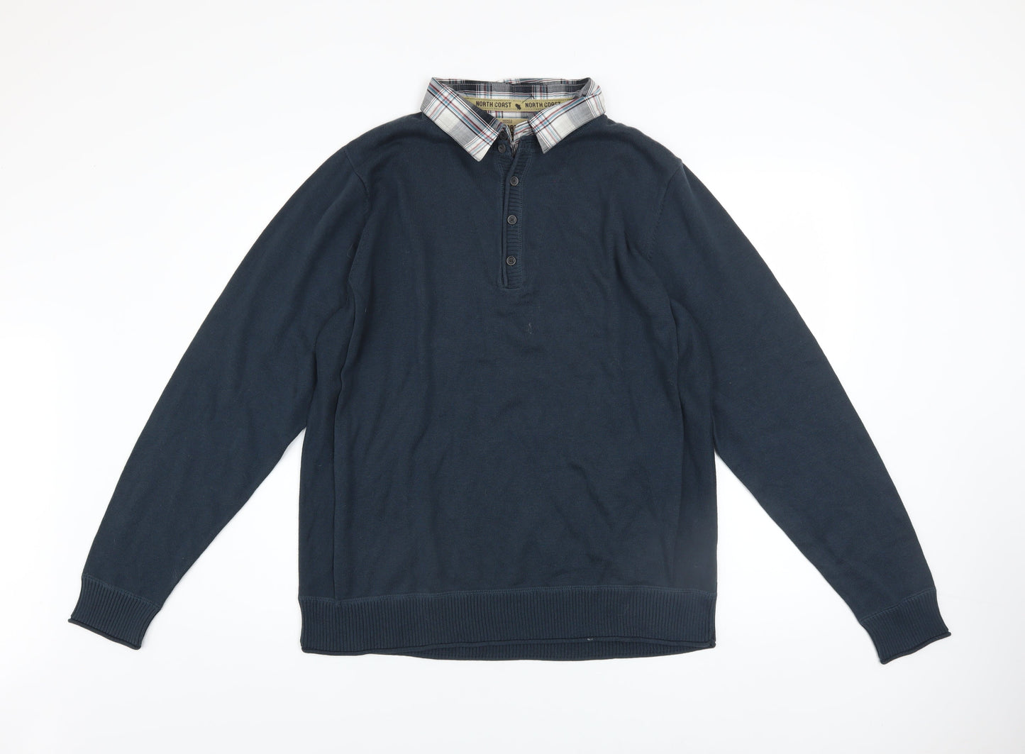 Mens UK Size L Marks and Spencer Blue Henley Jumper