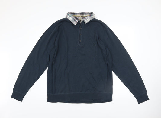 Mens UK Size L Marks and Spencer Blue Henley Jumper