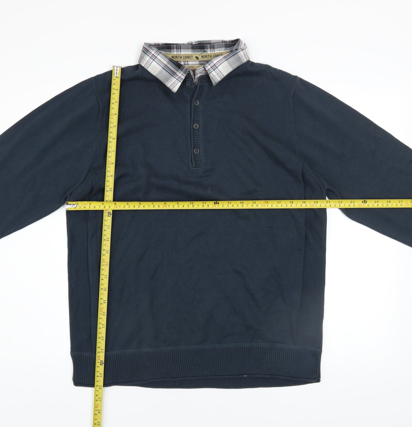 Mens UK Size L Marks and Spencer Blue Henley Jumper