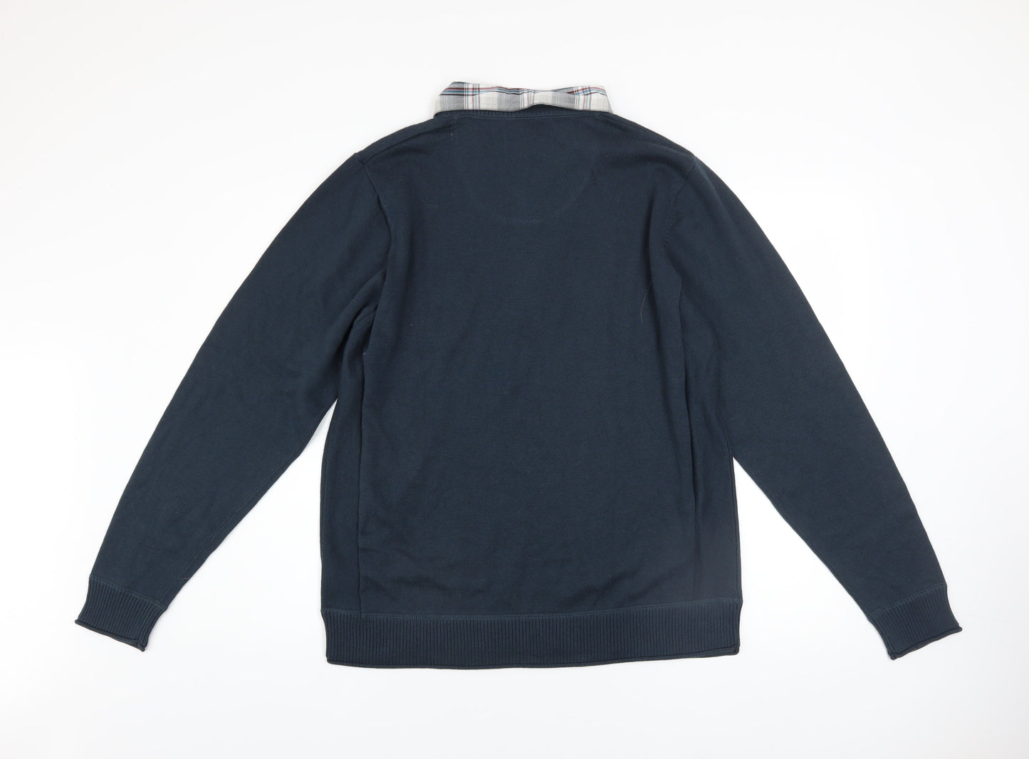 Mens UK Size L Marks and Spencer Blue Henley Jumper