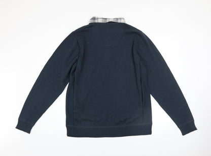 Mens UK Size L Marks and Spencer Blue Henley Jumper