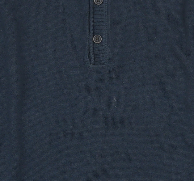 Mens UK Size L Marks and Spencer Blue Henley Jumper
