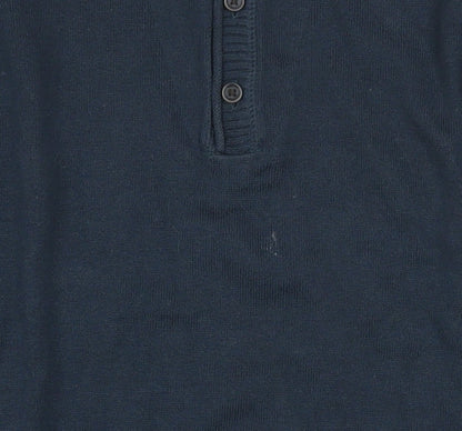 Mens UK Size L Marks and Spencer Blue Henley Jumper
