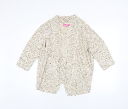 Womens UK Size 10 Ribbon Beige Cardigan Jumper