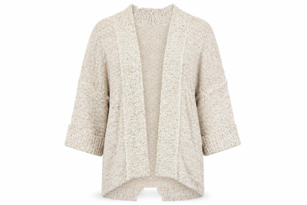 Womens UK Size 10 Ribbon Beige Cardigan Jumper