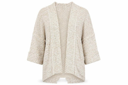 Womens UK Size 10 Ribbon Beige Cardigan Jumper