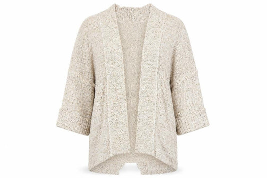 Womens UK Size 10 Ribbon Beige Cardigan Jumper