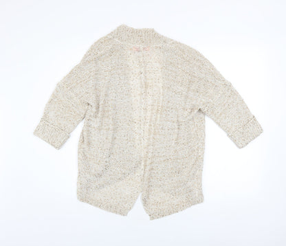 Womens UK Size 10 Ribbon Beige Cardigan Jumper