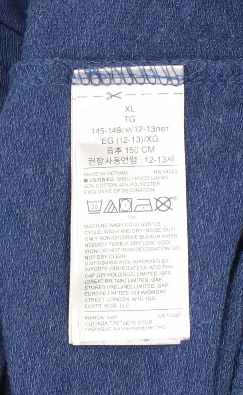Girls UK Size 12-13 Years Gap Blue Full Zip Hoodie