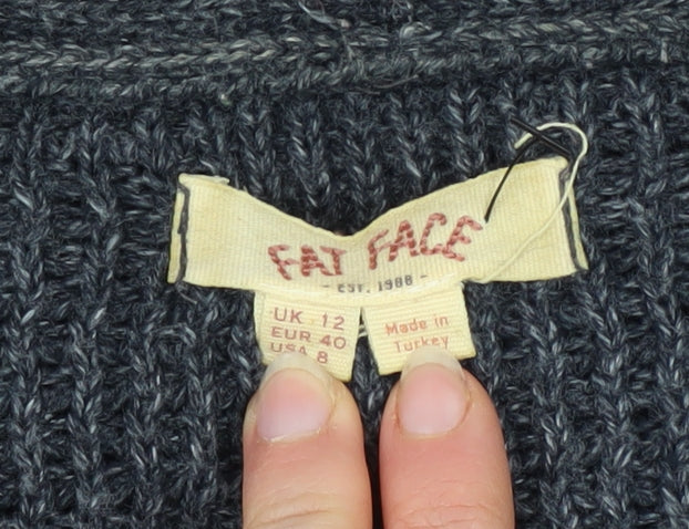 Womens UK Size 12 Fat Face Grey Cardigan Jumper