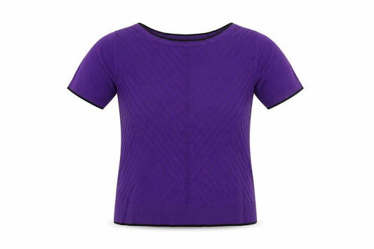 Front view of Principles by Ben de Lisi Women's Purple Knit Short Sleeve Top, size 12
