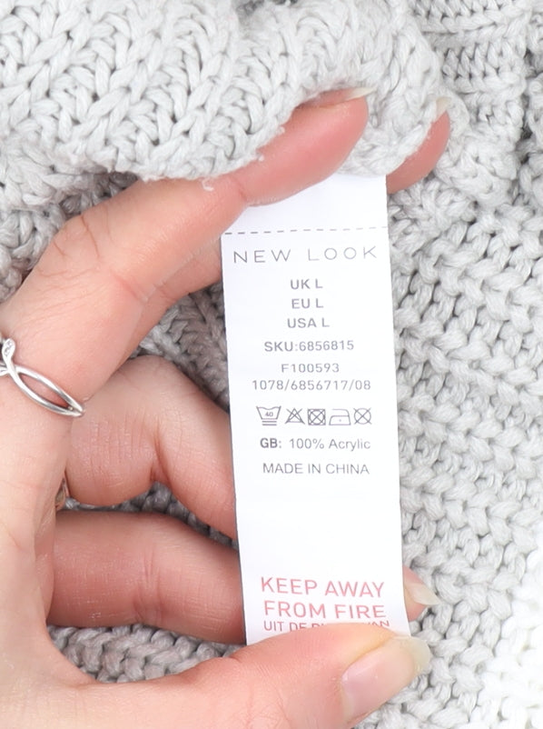 Womens UK Size L New Look Grey Pullover Jumper