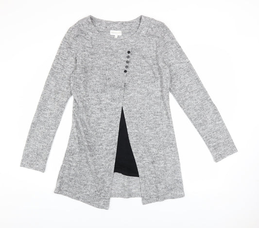 Womens UK Size 10 Apricot Grey Cardigan Jumper