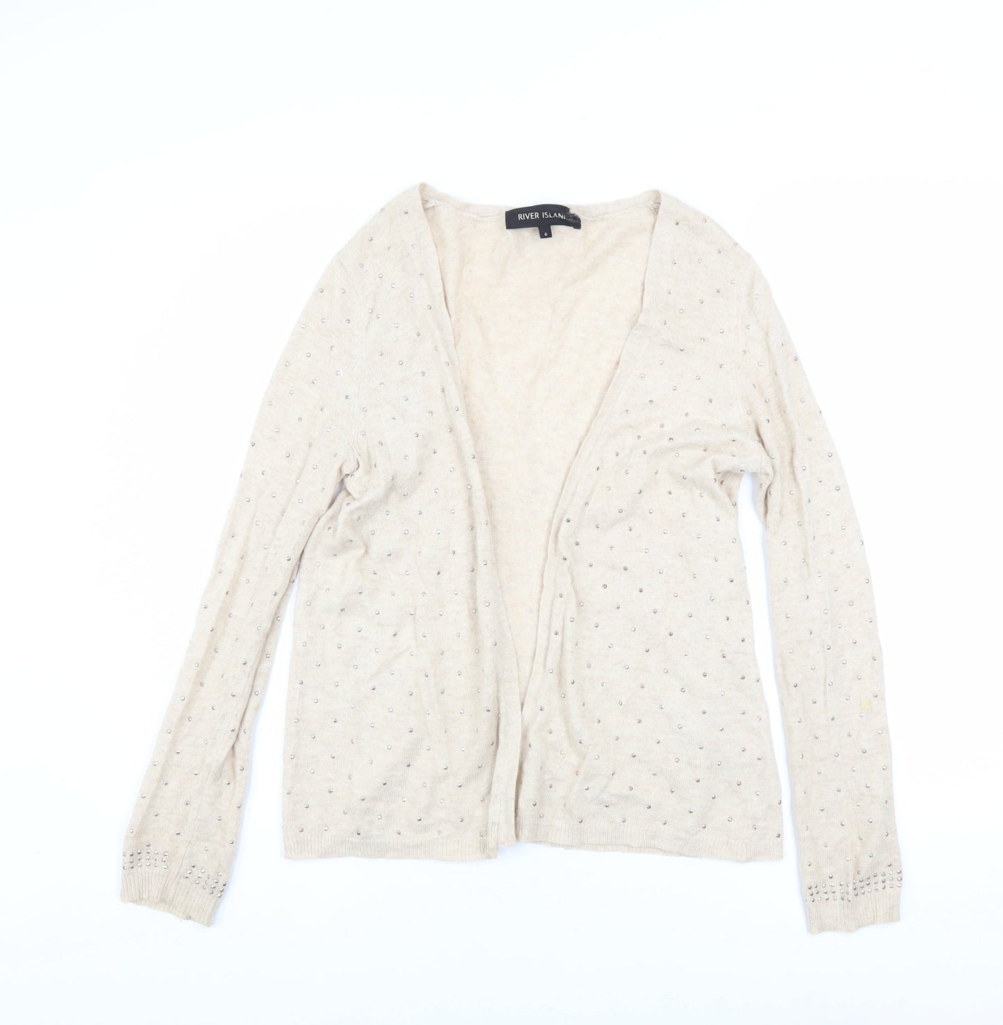 Womens UK Size 6 River Island Beige Cardigan Jumper