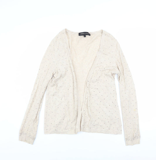 Womens UK Size 6 River Island Beige Cardigan Jumper