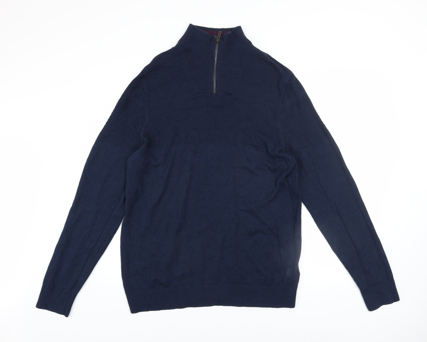 Mens UK Size L Fat Face Blue 1/2 Zip Jumper