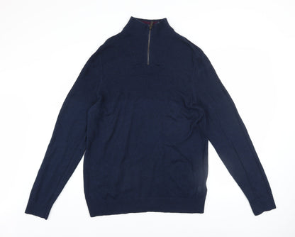 Mens UK Size L Fat Face Blue 1/2 Zip Jumper
