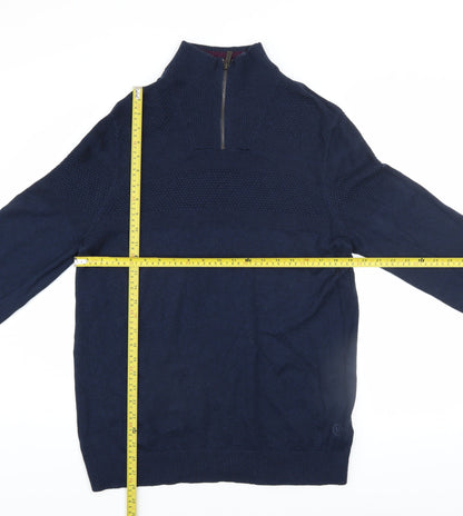 Mens UK Size L Fat Face Blue 1/2 Zip Jumper