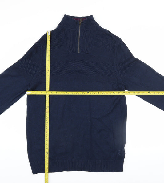 Mens UK Size L Fat Face Blue 1/2 Zip Jumper