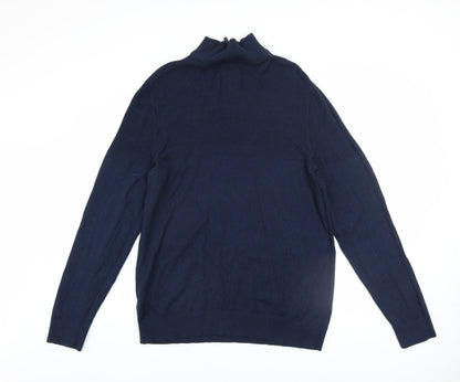 Mens UK Size L Fat Face Blue 1/2 Zip Jumper