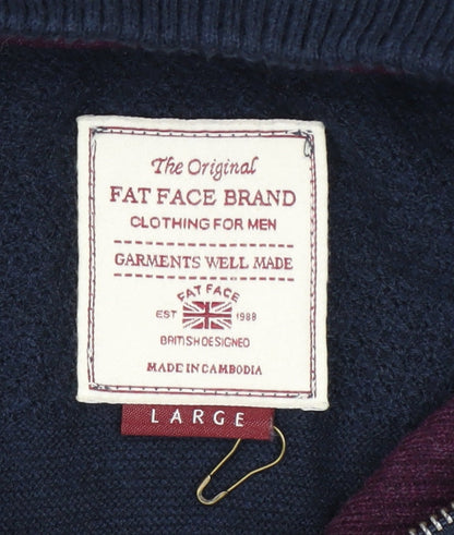 Mens UK Size L Fat Face Blue 1/2 Zip Jumper