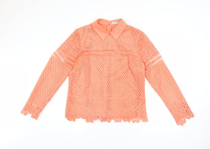 Womens UK Size 4 Kyla Orange Lace Blouse