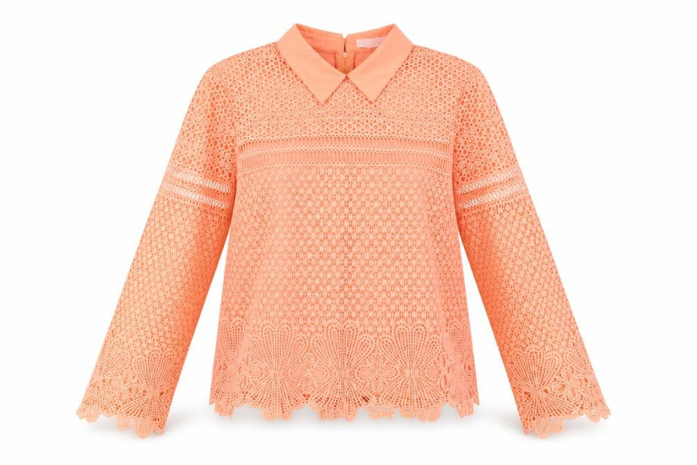 Womens UK Size 4 Kyla Orange Lace Blouse