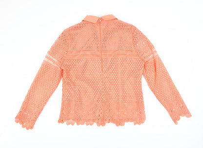 Womens UK Size 4 Kyla Orange Lace Blouse