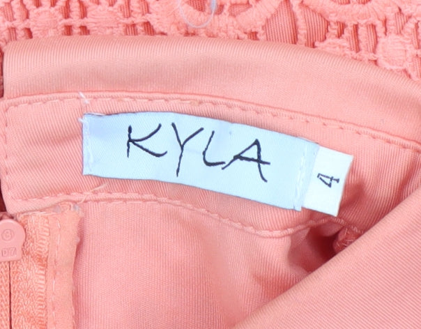 Womens UK Size 4 Kyla Orange Lace Blouse
