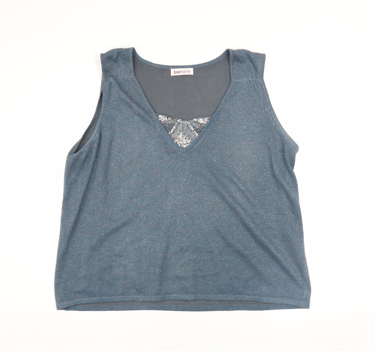 Womens UK Size L Bonmarché Blue Basic Tank
