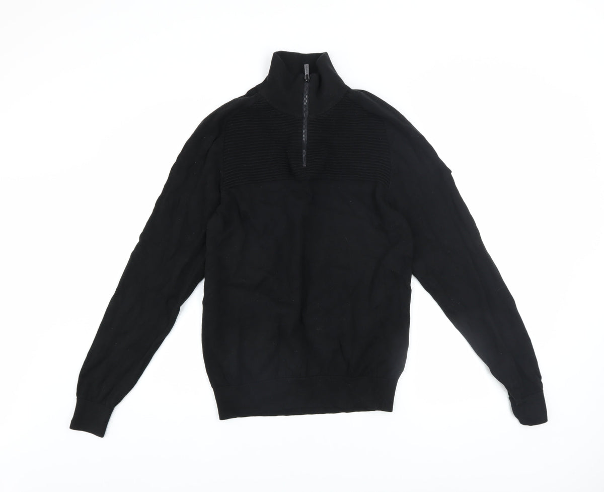 Mens UK Size S ADAPT Black 1/2 Zip Jumper