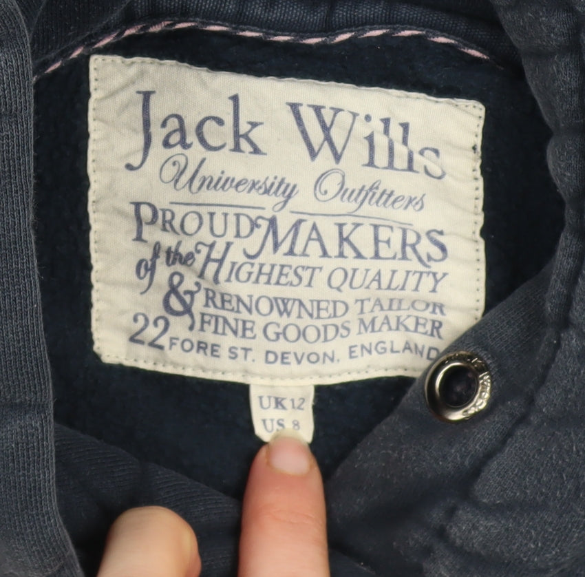 Womens UK Size 12 Jack Wills Blue Pullover Hoodie