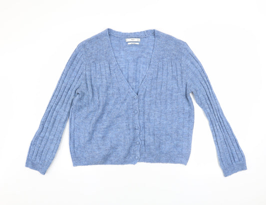 Womens UK Size 8 MNG Blue Cardigan Jumper