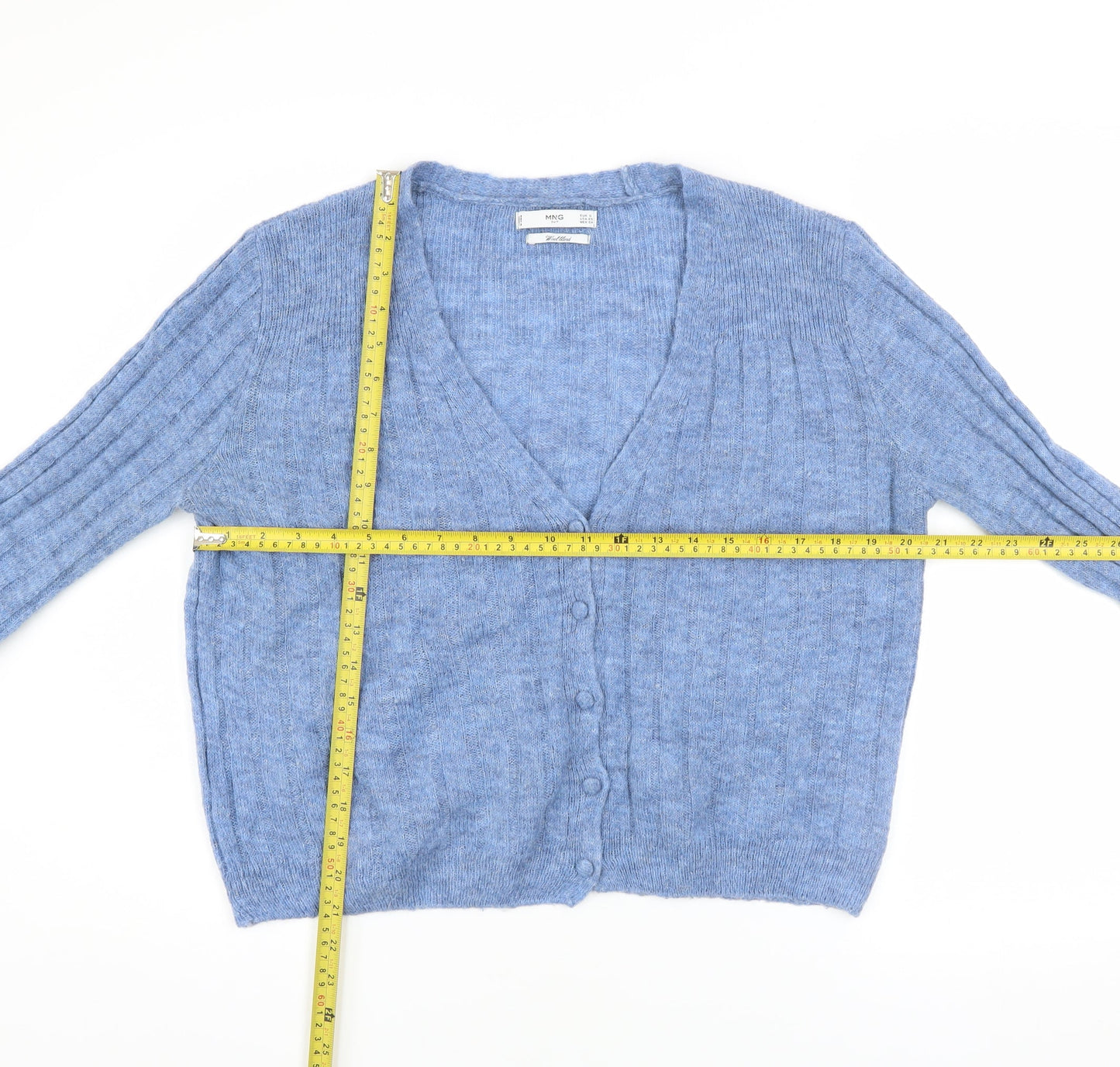 Womens UK Size 8 MNG Blue Cardigan Jumper