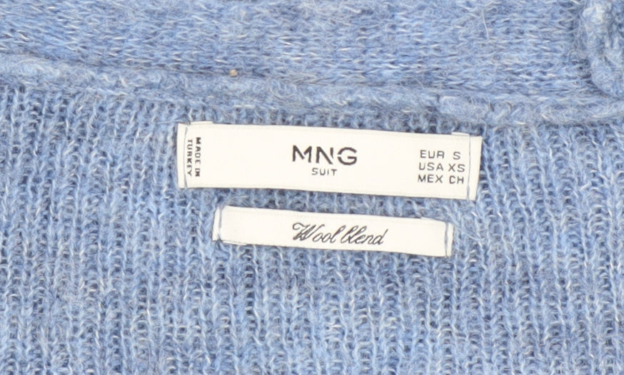 Womens UK Size 8 MNG Blue Cardigan Jumper