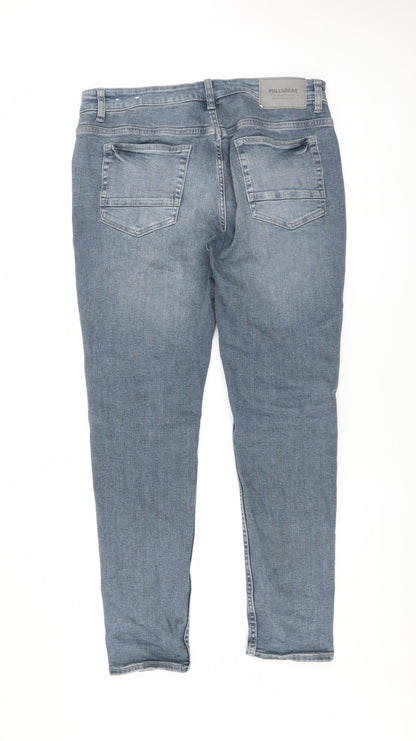 Mens UK Size M Pull&Bear Slim Fit Straight Blue Jeans